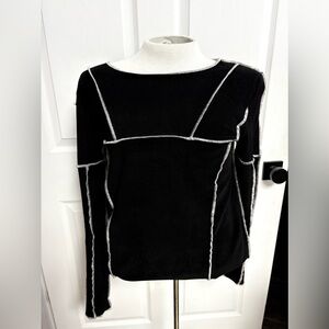Oo La La cozy Black Long Sleeve Top with White Trim